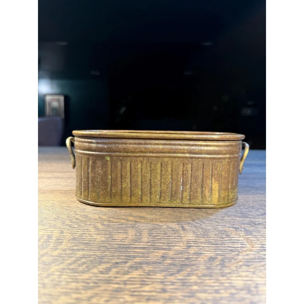 Vintage Brass Oval Planter with Handles – 8.5
